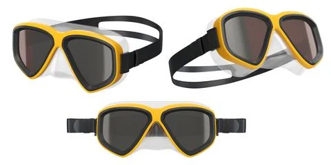Set of diving mask and snorkel for snorkeling on white background. Stock Illustration