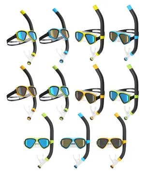 Set of diving mask and snorkel for snorkeling on white background. Stockillustratie