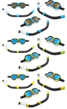 Set of diving mask and snorkel for snorkeling on white background. Stockillustratie