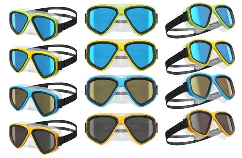 Set of diving mask and snorkel for snorkeling on white background. 스톡 일러스트