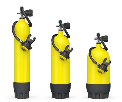 Set of diving tank full oxygen for snorkeling on white background. Stockillustratie