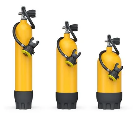 Set of diving tank full oxygen for snorkeling on white background. 스톡 일러스트