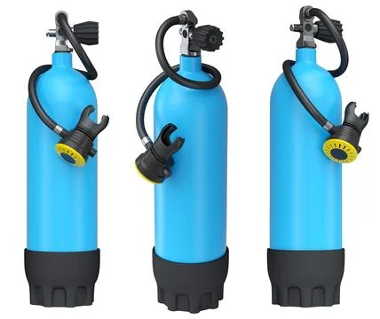 Set of diving tank full oxygen for snorkeling on white background. 스톡 일러스트