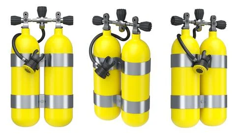 Set of diving tank full oxygen for snorkeling on white background. Stockillustratie