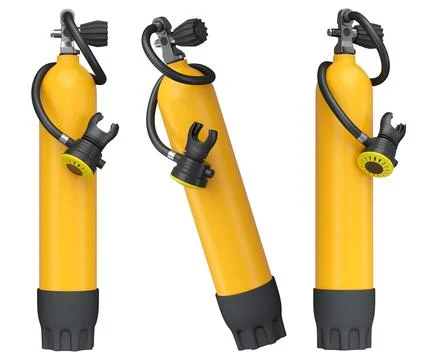 Set of diving tank full oxygen for snorkeling on white background. Illustrazione stock