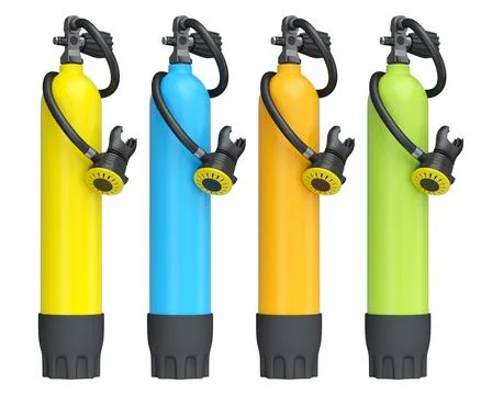 Set of diving tank full oxygen for snorkeling on white background. 스톡 일러스트