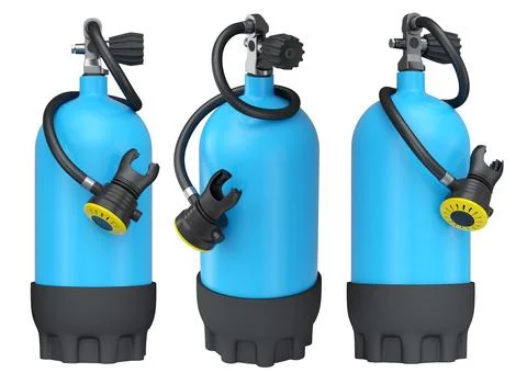 Set of diving tank full oxygen for snorkeling on white background. 스톡 일러스트