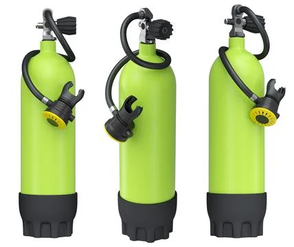 Set of diving tank full oxygen for snorkeling on white background. Illustrazione stock