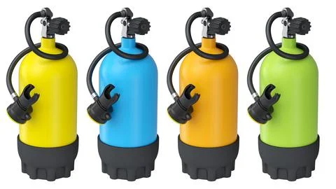 Set of diving tank full oxygen for snorkeling on white background. Stockillustratie