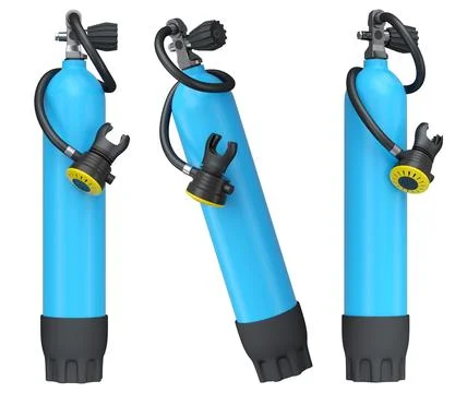 Set of diving tank full oxygen for snorkeling on white background. Stock Illustration