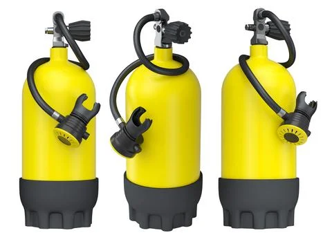 Set of diving tank full oxygen for snorkeling on white background. Stock Illustration