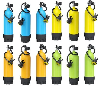 Set of diving tank full oxygen for snorkeling on white background. 库存插图