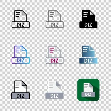 Set diz file format document icons, with a professional and modern design Stock Illustration