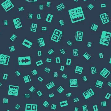 Set DJ remote and mixing music, Drum machine, Music wave equalizer and Stock Illustration