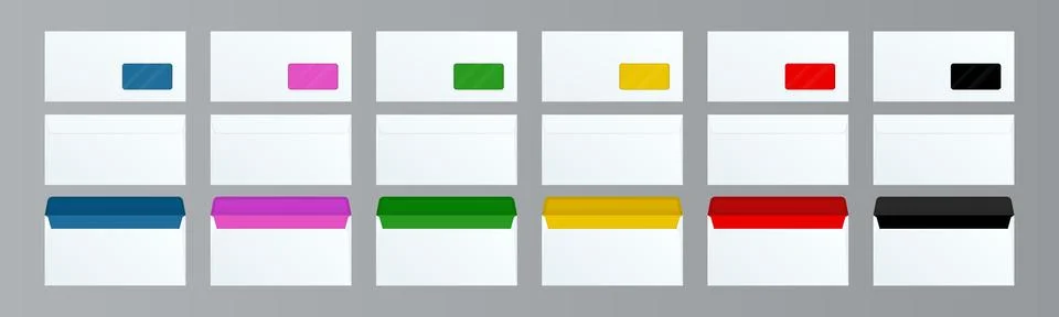 Set of DL Envelopes mockup front and back view for office document or message Stock Illustration