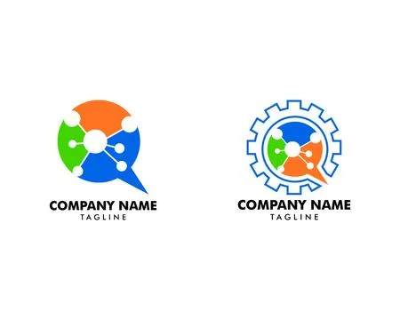 Set of Dna Chat Icon Logo Design Element Stock Illustration