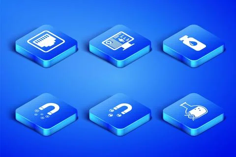 Set DNA research, search, Network port cable socket, Customer attracting, Mag Stock Illustration