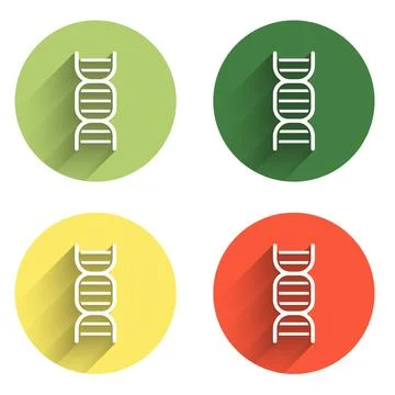 Set DNA symbol icon isolated with long shadow background. Color circle butt.. Stock Illustration