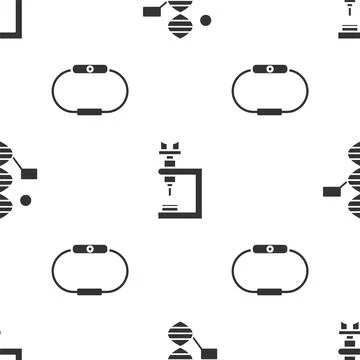 Set DNA symbol, Microscope and Smartwatch on seamless pattern. Vector Stockillustratie