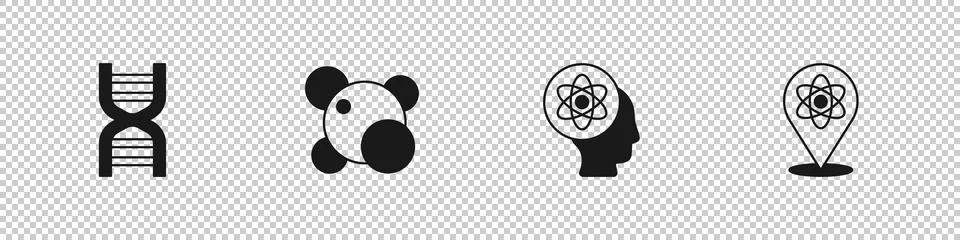 Set DNA symbol, Molecule, Atom and icon. Vector Stock Illustration