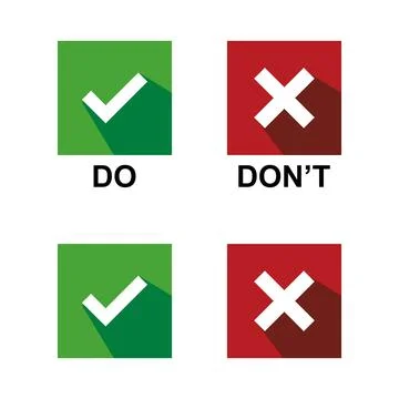 Set of Do and Don't vector illustration button choice. Stock Illustration