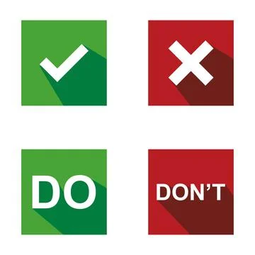 Set of Do and Don't vector illustration button choice. Stock Illustration