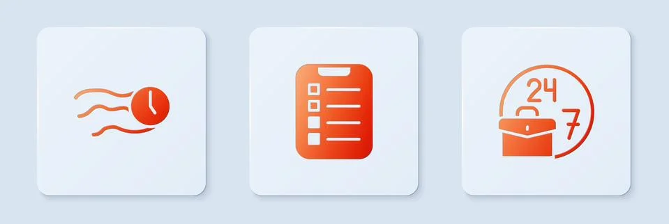 Set To do list or planning, Time flies on the clock and Always busy. White Stock Illustration