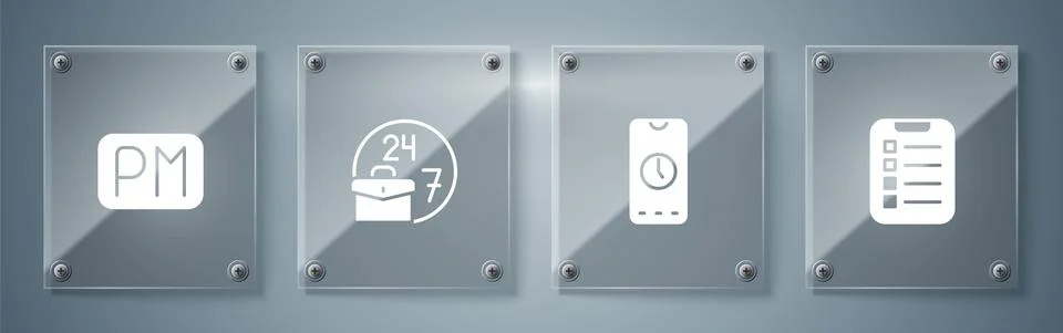 Set To do list or planning, Alarm clock app mobile, Always busy and Day time Stock Illustration