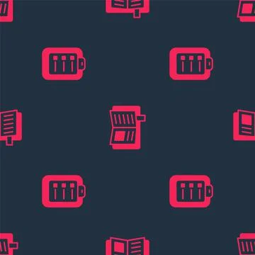 Set To do list or planning and Reading book on seamless pattern. Vector Illustrazione stock