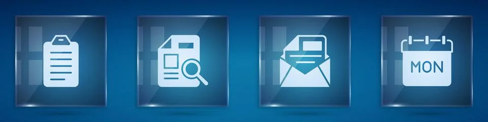 Set To do list or planning, Document with graph chart, Mail and e-mail and Illustrazione stock