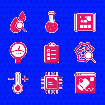 Set To do list or planning, Processor CPU, Data visualisation, Microorganisms Illustrazione stock