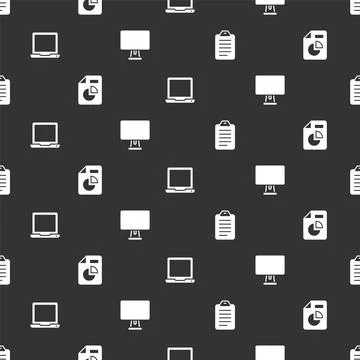 Set To do list or planning, Document with graph chart, Laptop and Computer Stock Illustration