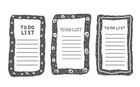Set of to do list template. Hand drawn reminder blank with copy space for tex Stock Illustration