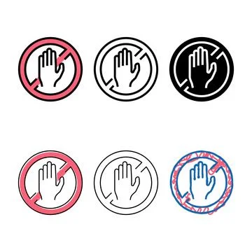 Set do not touch crossed out sign color icon vector color Stock Illustration