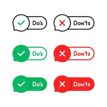 Set of do s and don ts bubble badge Stock Illustration
