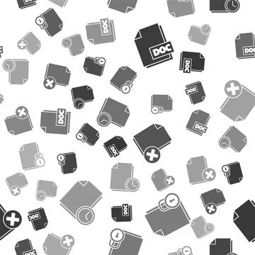 Set DOC file document, Document and lock, Delete file document and Document with Illustrazione stock