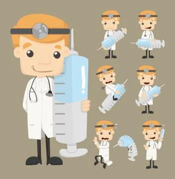 Set of doctor characters poses Stock Illustration