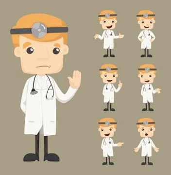 Set of doctor characters poses Stockillustratie
