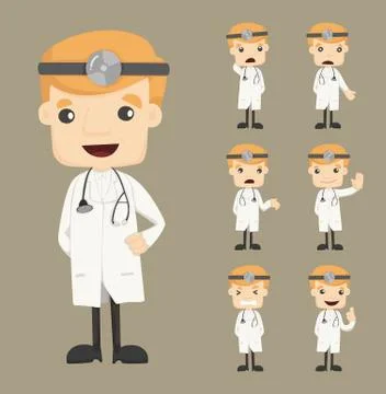 Set of doctor characters poses Stock Illustration