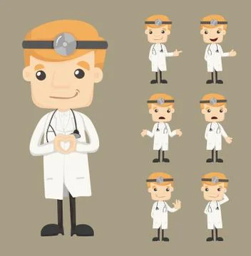 Set of doctor characters poses Stock Illustration