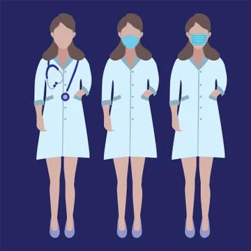 Set of Doctors Character. Stop Coronavirus concept. Stock Illustration