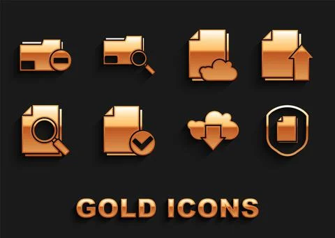 Set Document and check mark, Upload file document, protection concept, Cloud Illustrazione stock