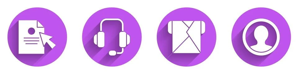 Set Document and cursor, Headphones, Envelope and Create account screen icon Stock-Illustration