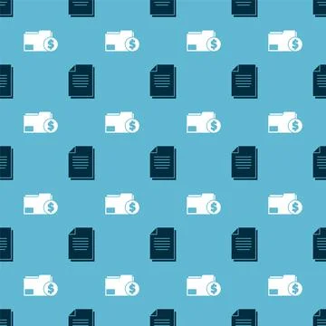 Set Document and Finance document folder on seamless pattern. Vector Illustrazione stock