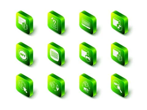 Set Document and lock, Binary code, NFT Digital crypto art, Search, and Ethereum 스톡 일러스트