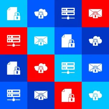 Set Document and lock, Cloud computing, Server, Data, Web Hosting and Mail イラスト素材