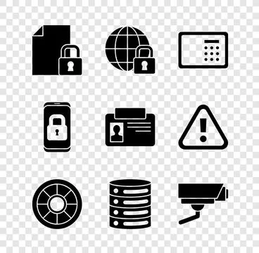 Set Document and lock, Global lockdown, Safe, Server, Data, Web Hosting, Se.. イラスト素材