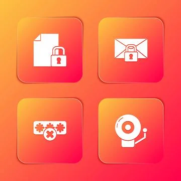 Set Document and lock, Mail message password, Password protection and Ringing Stock Illustration