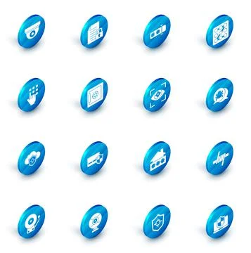 Set Document and lock, Password protection, Graphic password, Cloud shield, Safe Stock Illustration