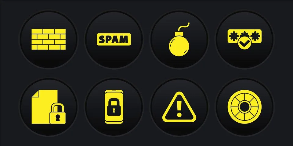 Set Document and lock, Password protection, Mobile with closed padlock Illustrazione stock